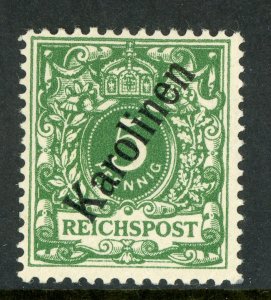 Germany 1900 Caroline Islands 5pf Green 56° Michel 2 II (Sc #2) Mint F98