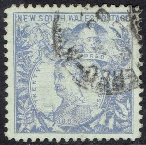 NEW SOUTH WALES 1890 CARRINGTON 20/- WMK 20/- NSW IN CIRCLE PERF 12 X 11 USED