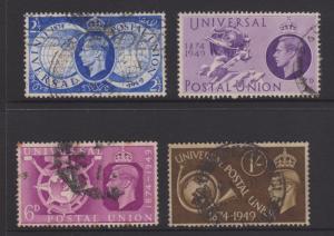 Great Britain 1949 UPU Set Sc#276-279 Used