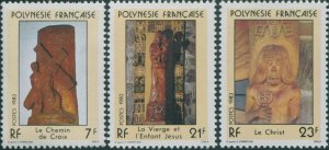 French Polynesia 1983 Sc#376-378,SG389-391 Religuous Sculptures set MLH