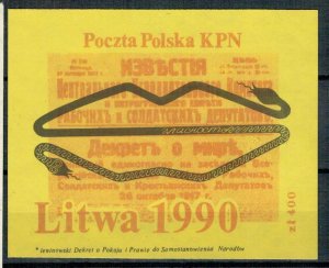 Poland 1990 MNH Stamps Solidarity Post Solidarnosc Lithuania Independence