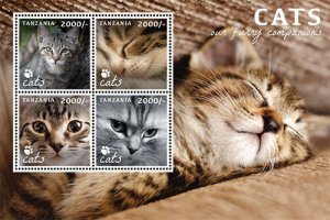 Tanzania 2013 - Cats Pets - Sheet of 4 Stamps - Scott #2690 - MNH