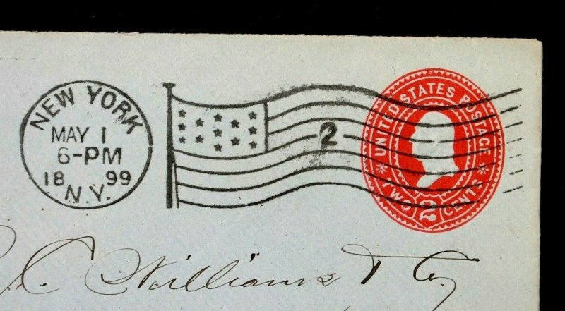 US Stamped Envelope Sc# U365 Entire with 1899 New York , NY Flag Cancel B14-2