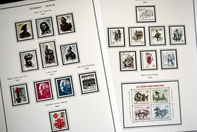 COLOR PRINTED GERMANY BERLIN 1948-1990 STAMP ALBUM PAGES (76 illustrated pages)