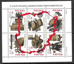 POLAND 1971 Workers' Party Congress Souvenir Sheet Sc 1859a MNH