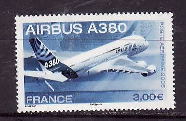 France-Sc#C68- id2-Unused NH Airmail set-Planes-Airbus A380-2006-
