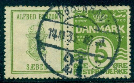 DENMARK (RE61) 5ore green ALFRED BENZON SAEBER used