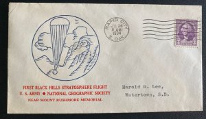 1934 Rapid City SD USA First Black Hills Stratosphere Flight Cover To Watertown