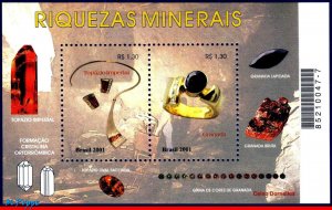 2828 BRAZIL 2001 JEWELRY, MINERALS, GEMSTONE, GEOLOGY, MI# B117 RHM B-123, MNH