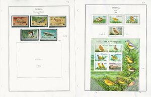 Tanzania Stamp Collection on 8 Pages, Animals, Fish, Birds Mint Sets, JFZ