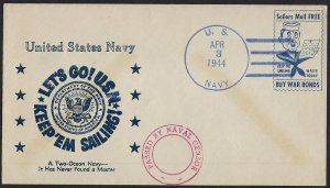 US 1944 NAVY SAILORS MAIL FREE LETS GO USA THE TWO OCEANS NAVY