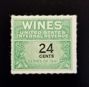 1942 24c U.S. Internal Revenue, Cordial & Wine, Green Scott RE131 Mint NH