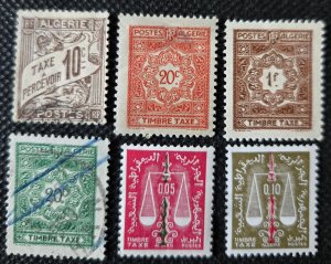 Algeria, Postage Due, 1926-63, # J-2,35,37,45,54,55, SCV$2.85