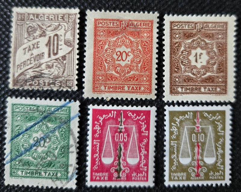 Algeria, Postage Due, 1926-63, # J-2,35,37,45,54,55, SCV$2.85