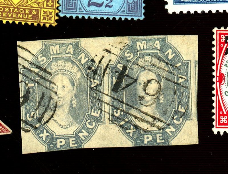 TASMANIA #14 USED PAIR FVF Cat $190