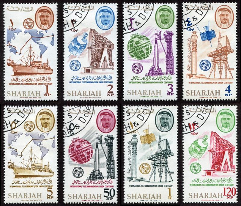 Sharjah Mi 185-192 mh-cto set/8 1965 Int'l Telecom (ITU) (cond*)