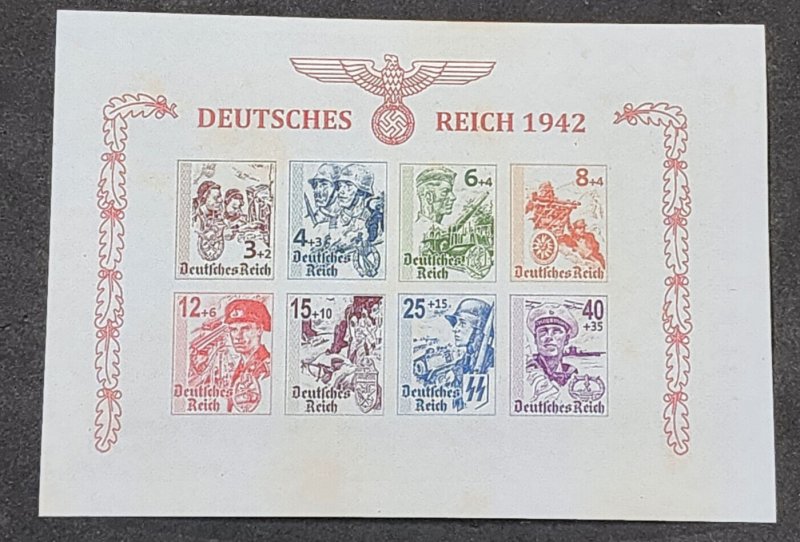 WW2 WWII German Third Reich Nazi Military War branches Souvenir stamp Sheet 1942