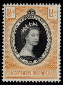 NORTHERN RHODESIA QEII SG60, 1½d black & yellow-orange, NH MINT.