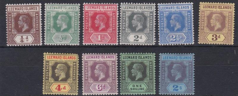 LEEWARD ISLANDS  1912 - 22   S G  46 - 55   VARIOUS   VALUES TO 2/-    MH      