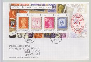 Isle of Man -  2001  Postal History Miniature Sheet,   on FDC