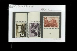 Austria SC# 385-87 MNH with Selvage. Cat.15.00. Better Item