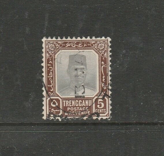 Malaya Trengganu 1921/41 5c Grey & Deep Brown Used SG 31