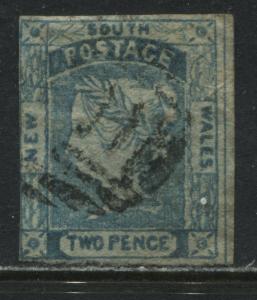 New South Wales QV 1852 2d blue used