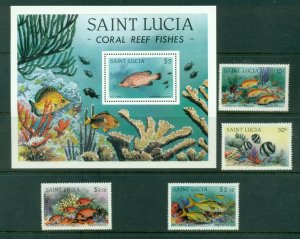 St Lucia 1983 Marine Life, Coral reef Fishes + MS MUH