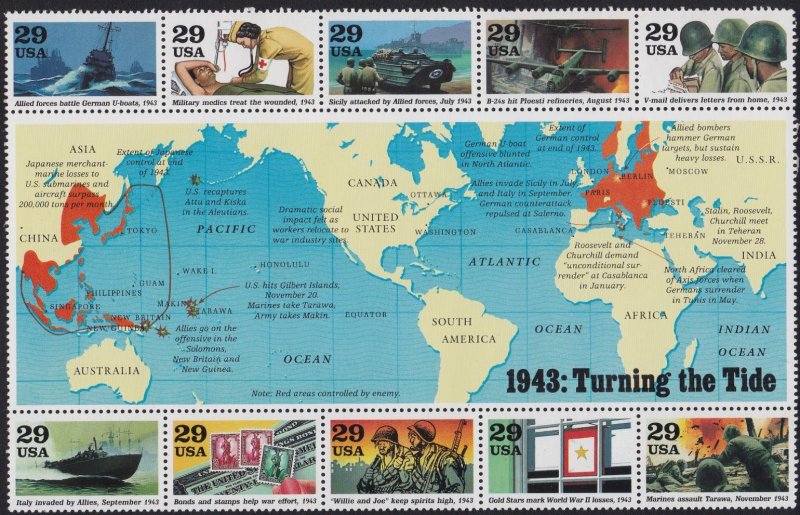 2765 World War II Plate Block MNH
