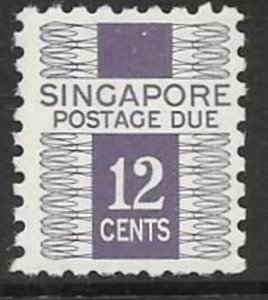 SINGAPORE SGD6 12c SLATE VIOLET  POSTAGE DUE MNH