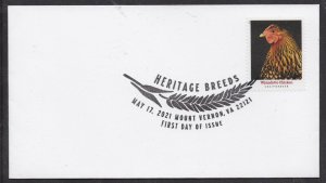 US 5584 Heritage Breeds Wyandotte Chicken BWP FDC 2021