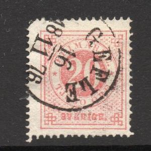 Sweden Fine Early 1876 Postmark on 20ore. Issue Fine Used 160103