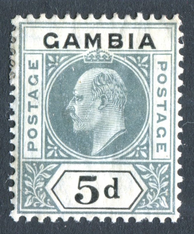 Gambia 1904 KEVII. 5d grey & black. MC CA. Mint. LH. SG63.