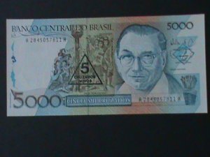 ​BRAZIL-1989-CENTRAL BANK-$5 CRUZEIROS NOVOS ON $5000 CRUZEIROS  UNCIR-VF