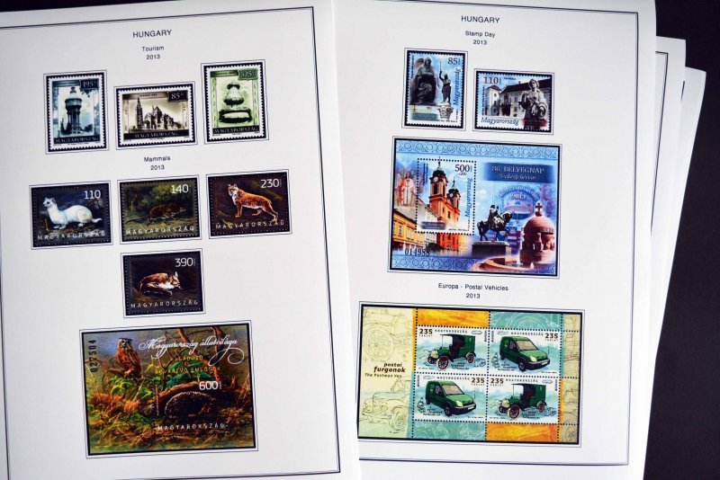 COLOR PRINTED HUNGARY 2011-2015 STAMP ALBUM PAGES (45 illustrated pages)