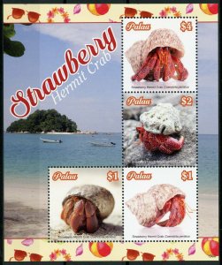 Palau 2019 MNH Strawberry Hermit Crab 4v M/S Crabs Marine Animals Stamps