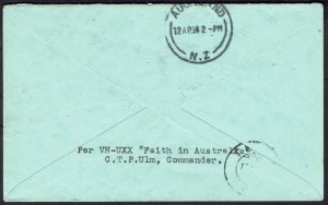 AUSTRALIA NEW ZEALAND 1934 KGV FIRST OFFICIAL AIRMAIL COVER TO SWITZERLAND