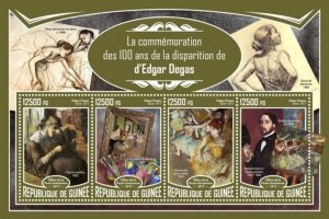 Guinea - 2017 Artist Edgar Degas - 4 Stamp Sheet - GU17306a