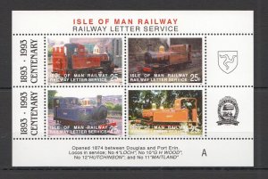 B1488 1993 Isle Of Man Transport Trains Railway Letter Service 1Kb Mnh