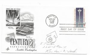 US 1196 (Me-4) 4c Seattle World's Fair on FDC Artcraft Cachet ECV $5.00