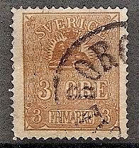 SWEDEN   13 USED 1862 3o bis brn LION & ARMS