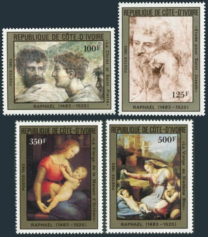 Ivory Coast 698-701,MNH.Michel 800-803. Raphael,500th birth Ann.1983.