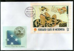 Micronesia 2001 Japanese Paintings by Kikugawa Eizan Art Sc 437 M/s FDC # 9496