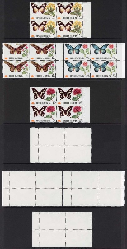 Biafra (Nigeria) 1968 Butterflies Set in U/M Blocks of 6 Cat 18 pounds