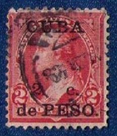 Cuba Scott #222 (1899) US Very Small Cap On Left 2c F-VF