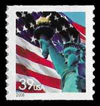 PCBstamps  US #3982  39c Flag/Statue of Liberty, coil, MNH, (6)