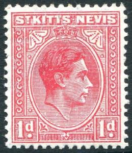 ST KITTS-NEVIS-1938-50 1d Carmine Pink Sg 62b MOUNTED MINT V26254