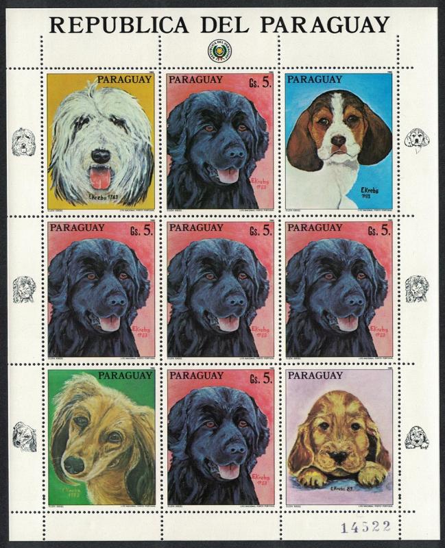 Paraguay Dog Labrador Retriever Sheetlet of 5v + labels SC#2182