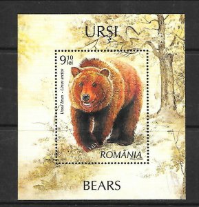 ROMANIA Sc 5034-8+5039 NH SET+S/S of 2008 - ANIMALS - BEARS 