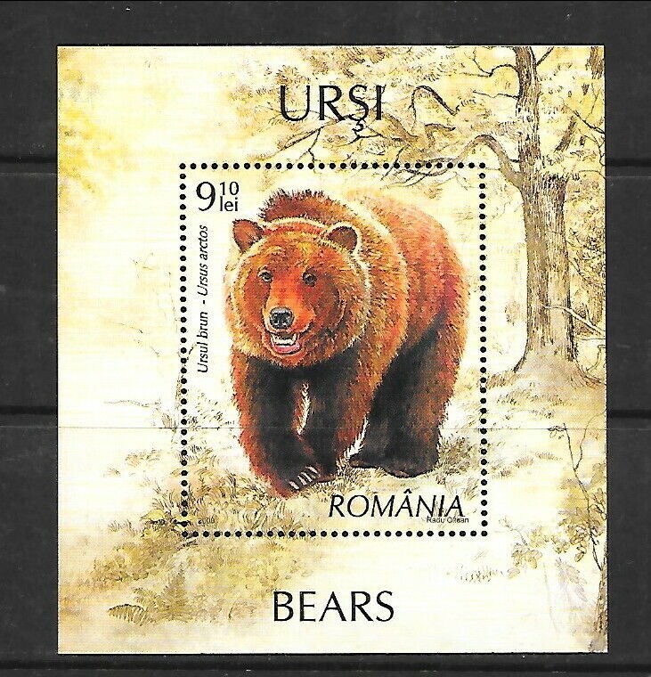 ROMANIA Sc 5034-8+5039 NH SET+S/S of 2008 - ANIMALS - BEARS 